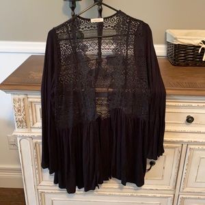 Embroidered Knit Cover Up Kimono